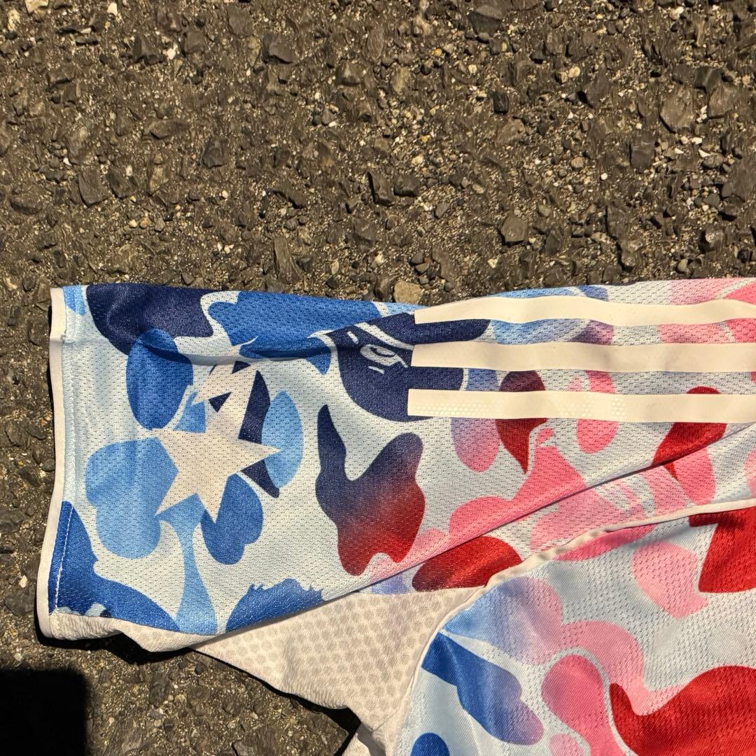 BAPE × adidas コラボ カモ ゲームシャツ トリコロール S 希少
