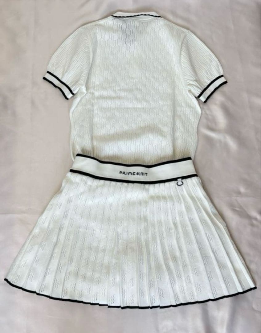 新品adidasゴルフ　パフスリーブニット　プリーツスカート　春夏セットアップ