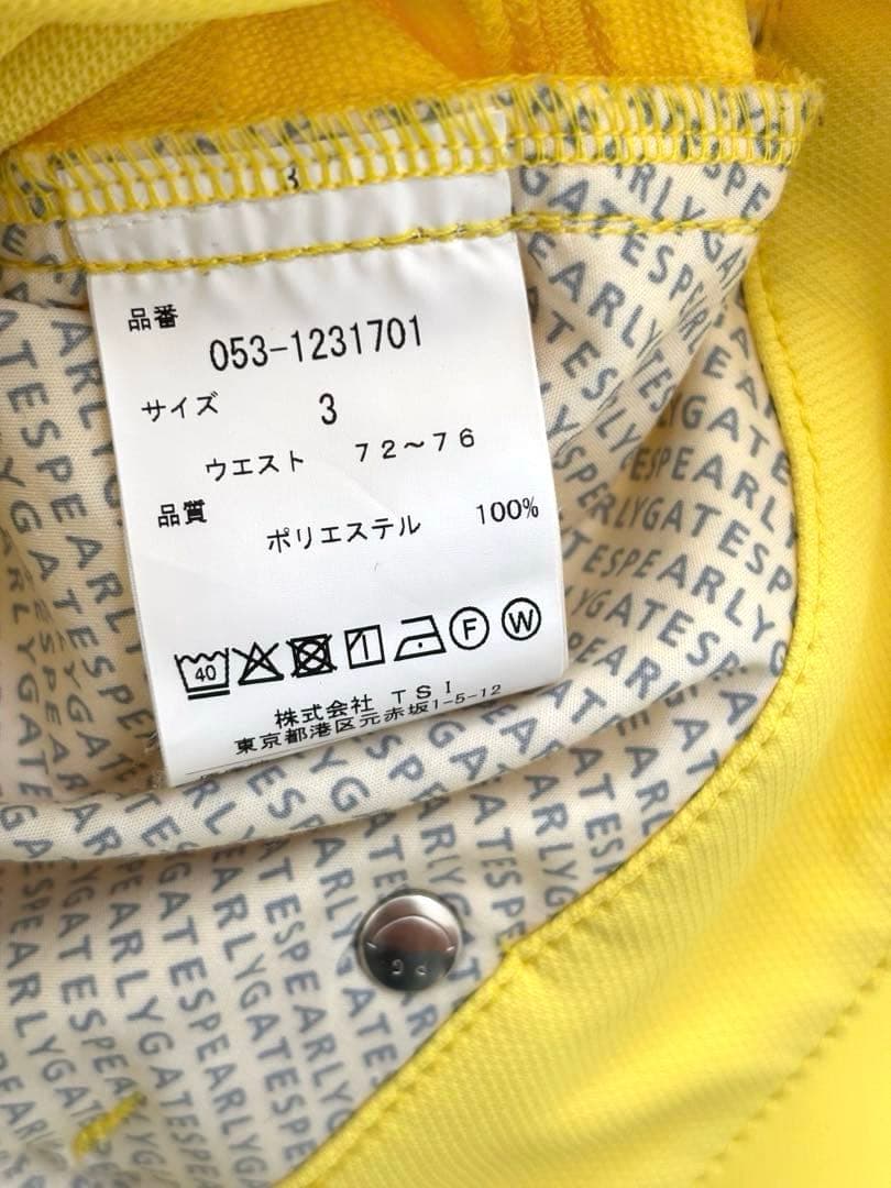 美品　PEARLY GATES ゴルフパンツ　3 薄手　イエロー×ネイビー
