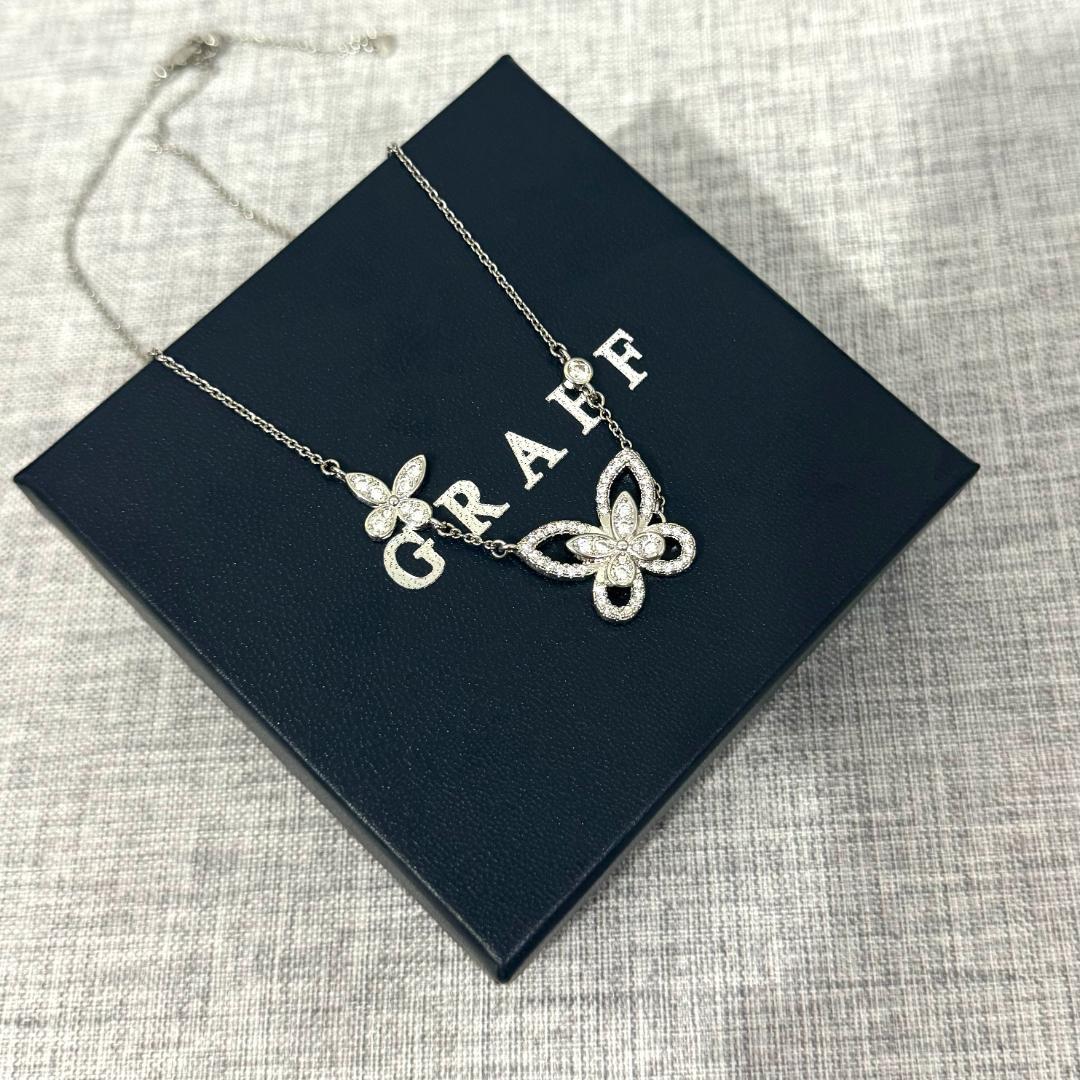GRAFF バタフライ ダイヤモンド ネックレス シルバー 中古品