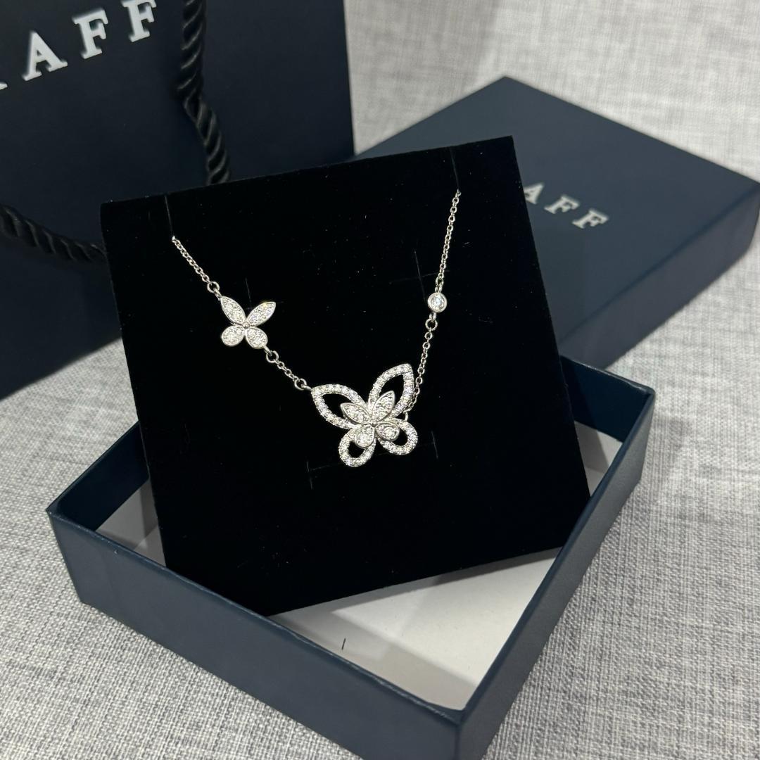 GRAFF バタフライ ダイヤモンド ネックレス シルバー 中古品