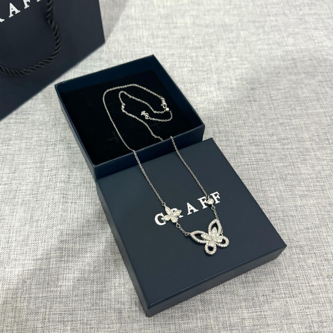 GRAFF バタフライ ダイヤモンド ネックレス シルバー 中古品