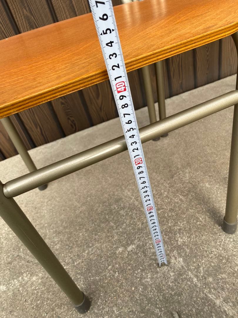 木製　スタッキングチェア　2脚　レトロ　学校イス　ヴィンテージ　什器　カフェ