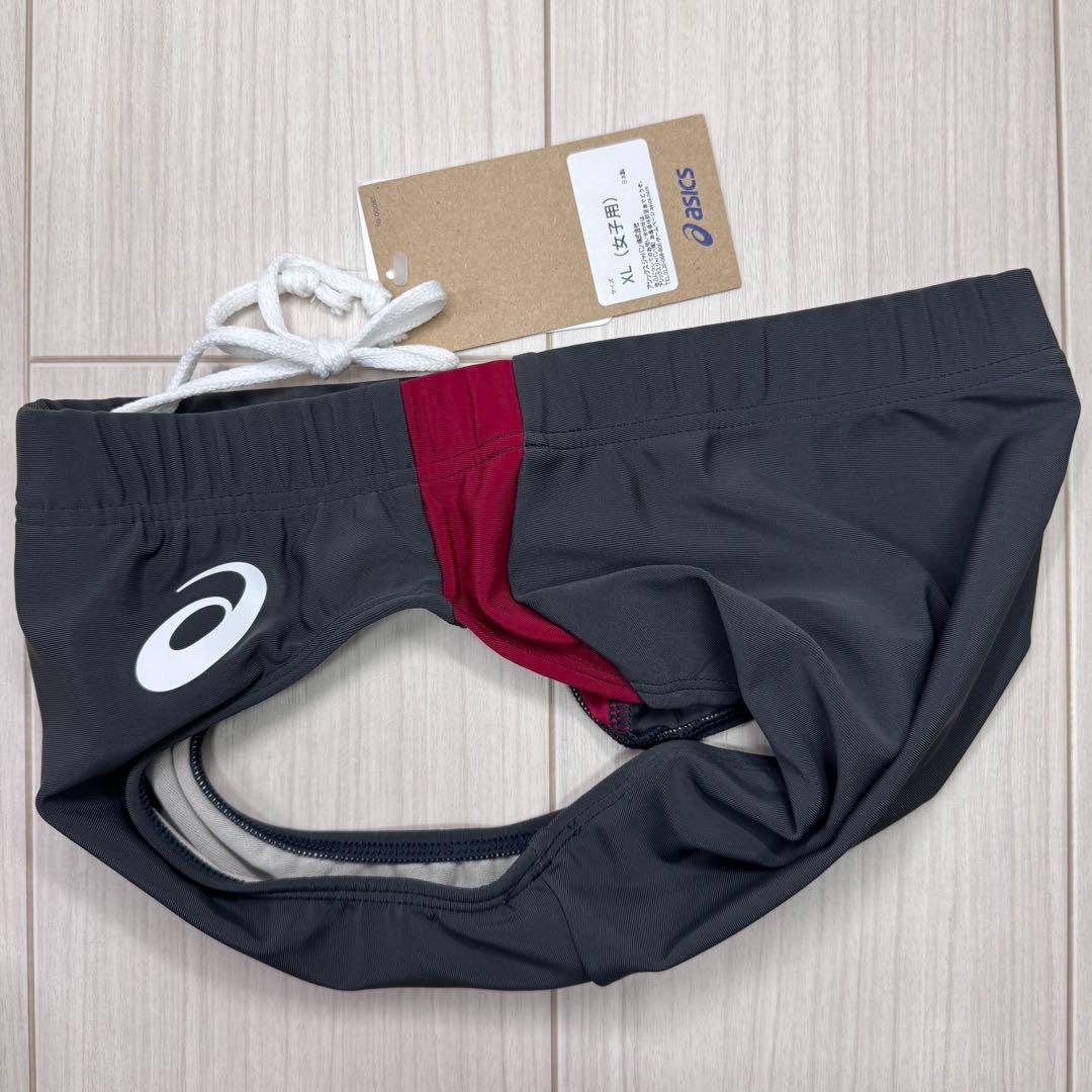 アシックス　女子陸上レーシングショーツ　XLサイズ　ダークグレー×エンジ　新品