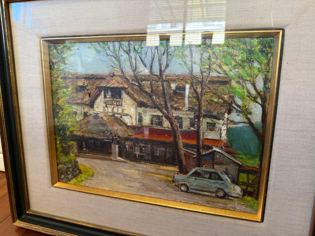 38.「藁屋根の旅館」髙橋一善 油絵