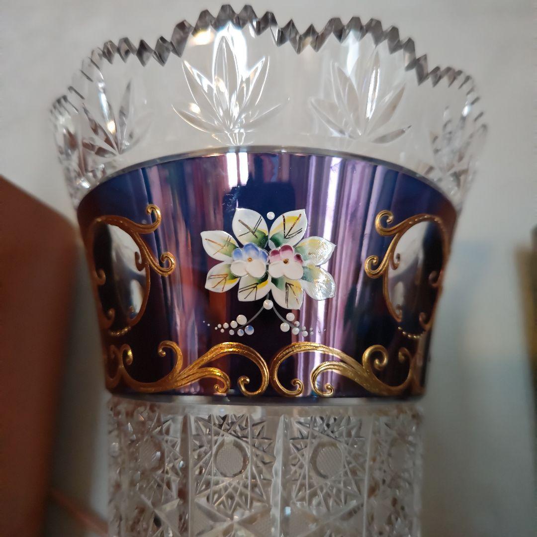 ♥お値下げ♥ボヘミアンクリスタルゴールド花柄花瓶　フラワー花瓶