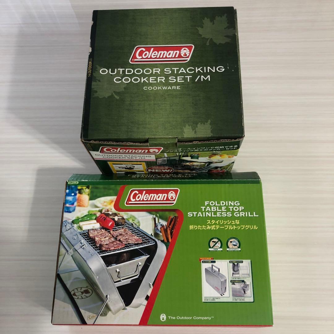 【新品あり】Colemanコールマン クッキングセット&折りたたみ式トップグリル