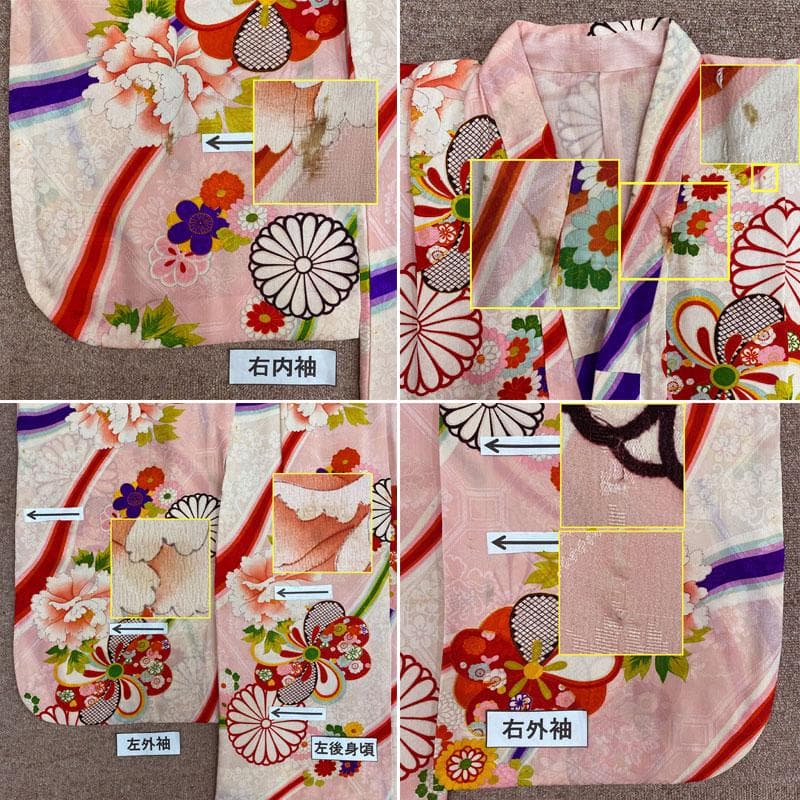 510ag24◎七五三 七歳 女児 アンティーク着物&袋帯 総柄 ピンク系◎