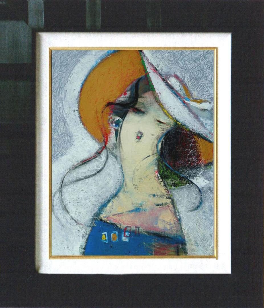 油絵 菅家令子 絵 絵画 インテリア 額付(白) F6-081812 人物 女性