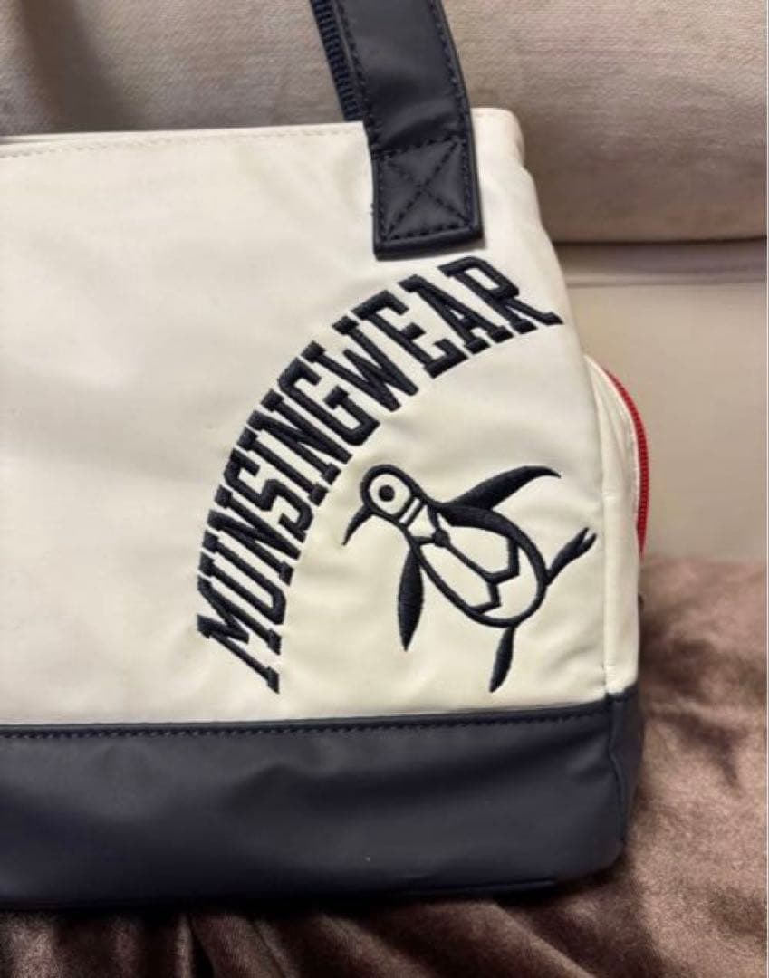 Munsingwear マンシングウェア バッグ 白×ネイビー ロゴ刺しゅう