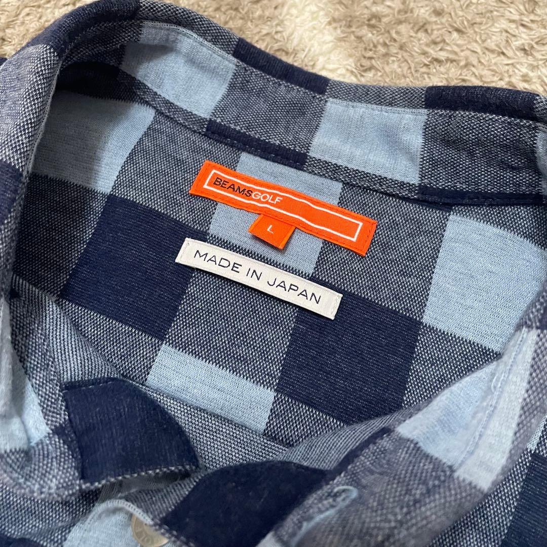 BEAMS GOLF ORANGE LABEL ネルチェック ポロシャツ