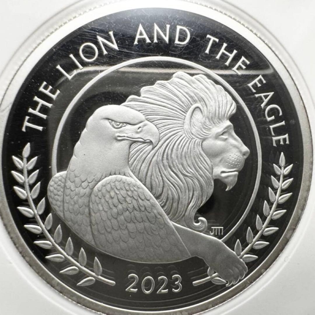 【最高鑑定 初日2000枚】2023 英国 ライオンとイーグル \"2oz\" 銀貨