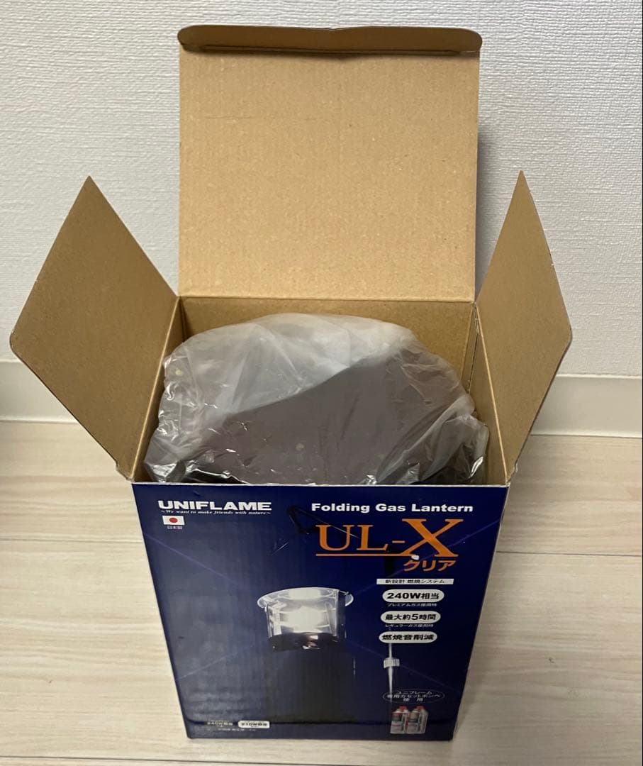 UNIFLAME UL-X ガスランタン 専用ケース、純正ガス缶3本付き