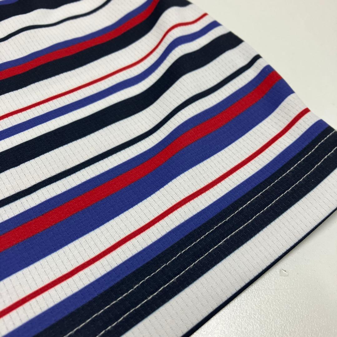 25年　ADABAT NAVY 吸水速乾/接触冷感 マルチボーダーモックネックT