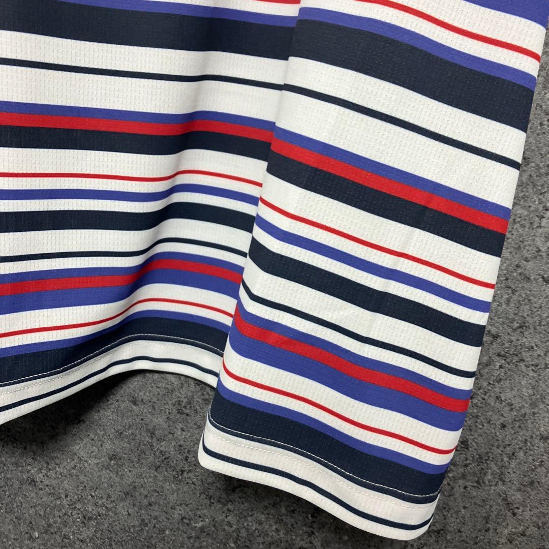 25年　ADABAT NAVY 吸水速乾/接触冷感 マルチボーダーモックネックT