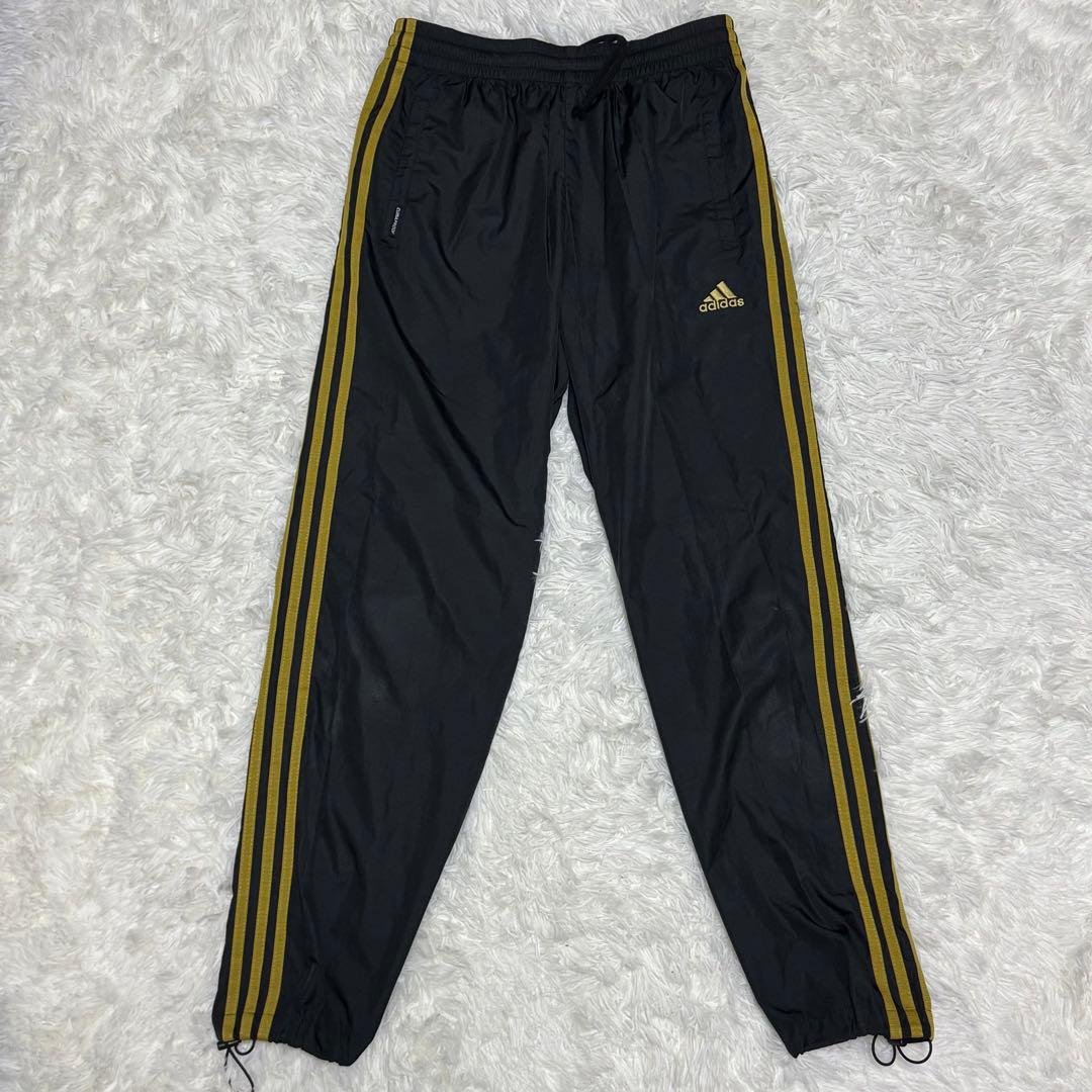 adidas ナイロンジャケット パンツ ブラック ゴールド セットアップ M