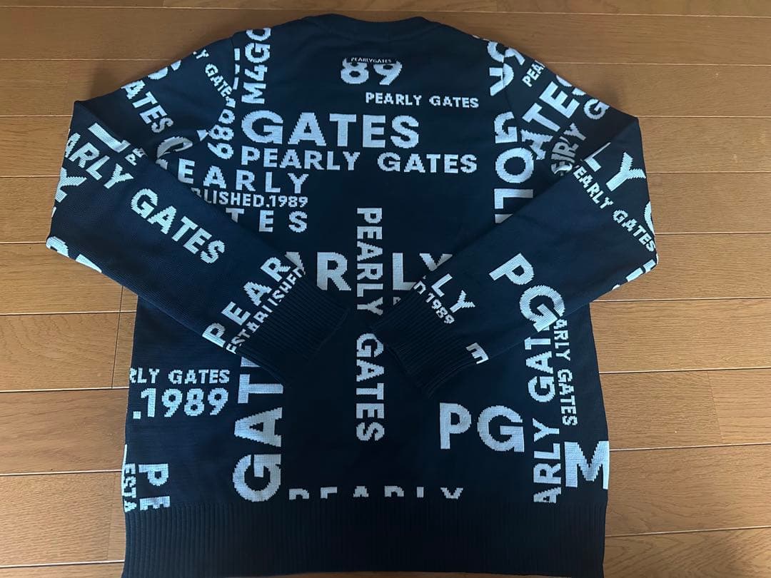 超美品！PEARLY GATES ロゴセーター 総柄 ブラック サイズ0