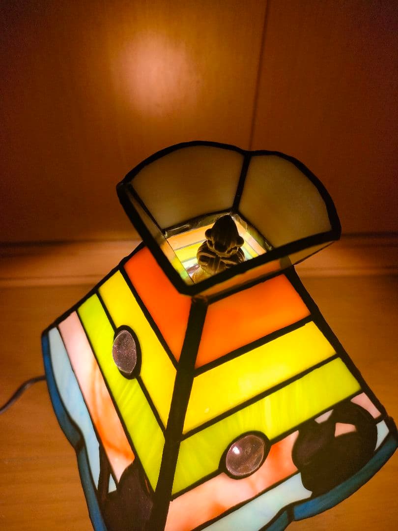 新品 ステンドグラス 猫ランプ