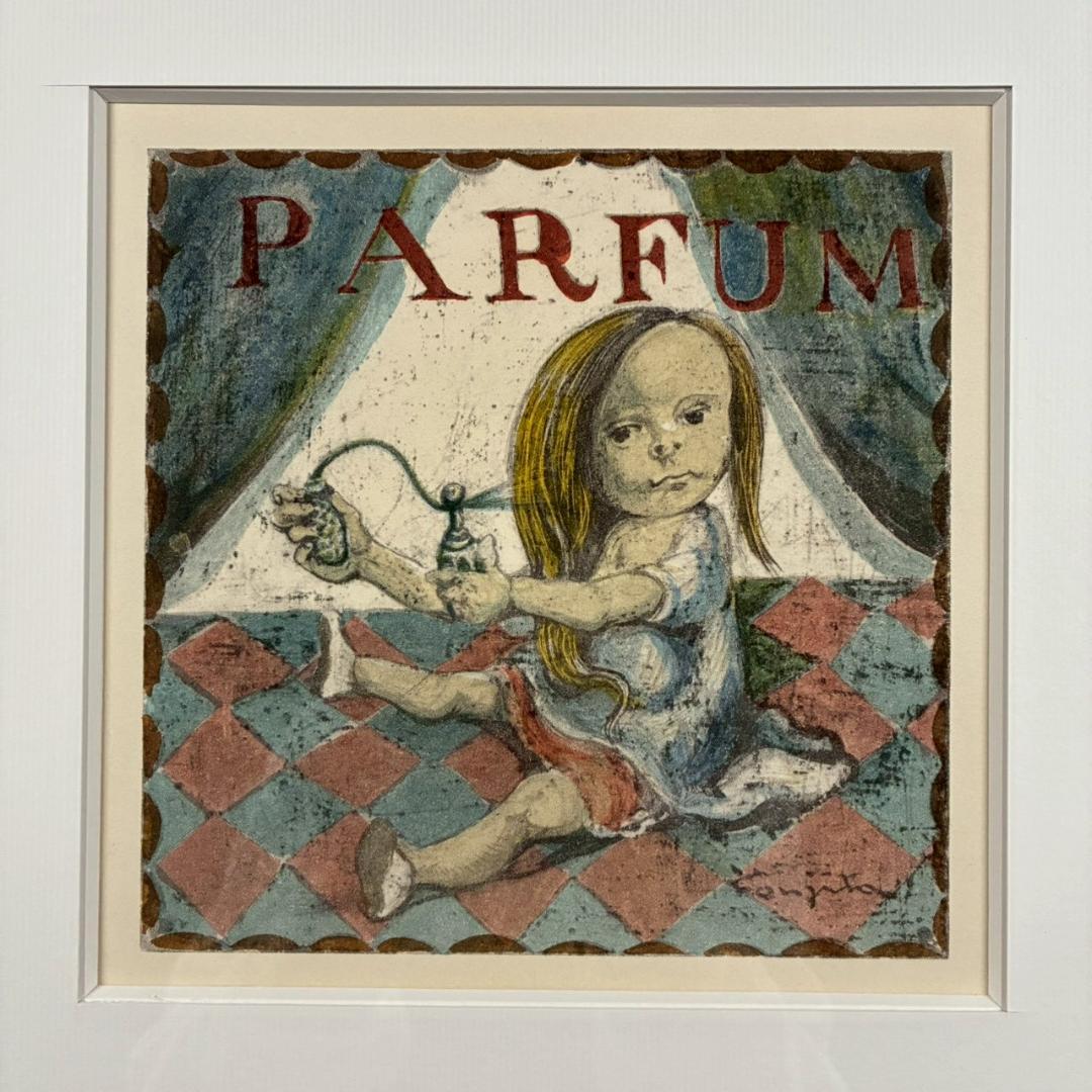 美品 藤田嗣治「香水」（挿画詩集「四十雀」より）リトグラフ レオナール藤田