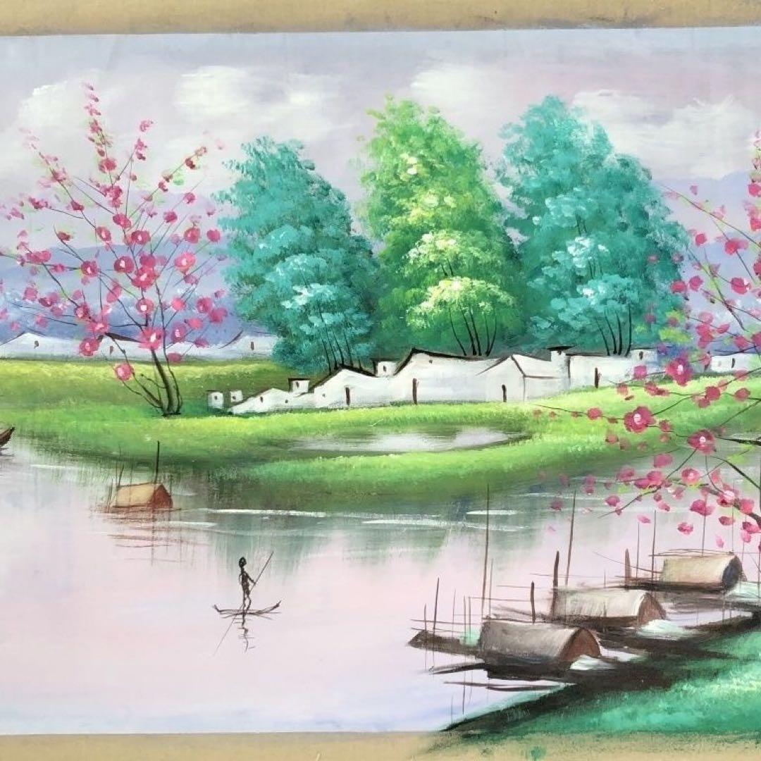 手描き 油画 風景画 インテリア 絵画 約100×70cm