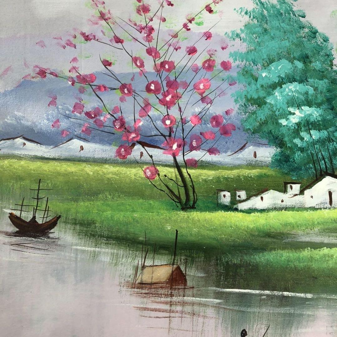 手描き 油画 風景画 インテリア 絵画 約100×70cm