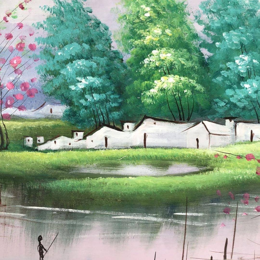 手描き 油画 風景画 インテリア 絵画 約100×70cm