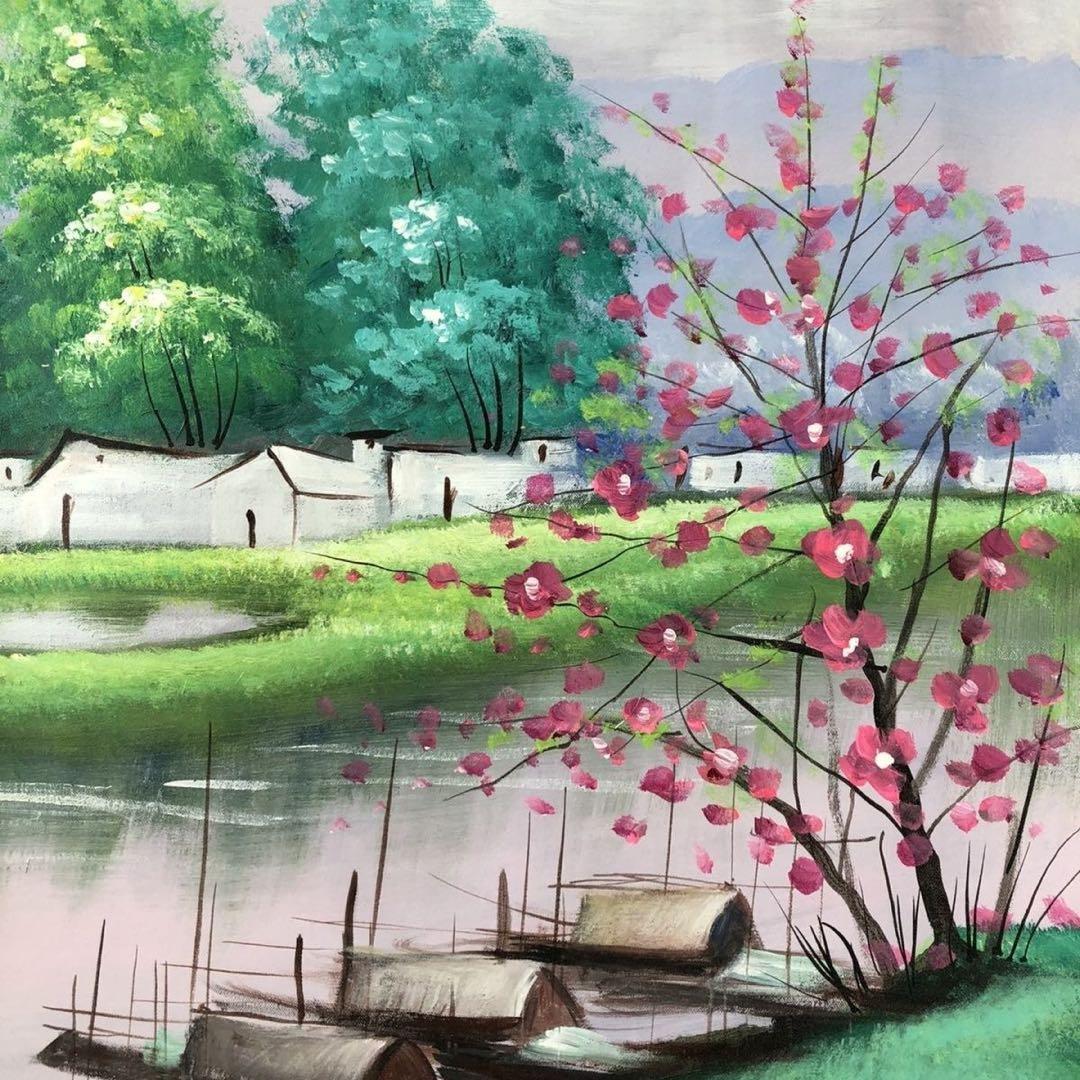 手描き 油画 風景画 インテリア 絵画 約100×70cm