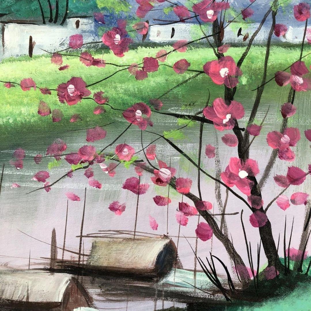 手描き 油画 風景画 インテリア 絵画 約100×70cm