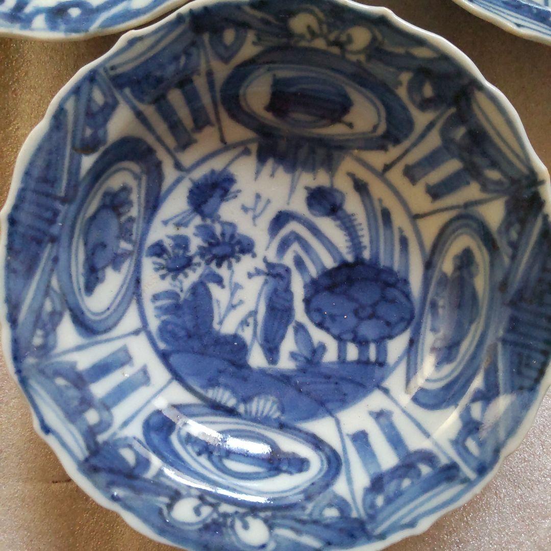 古染付？　手塩皿5枚　中国　明時代末