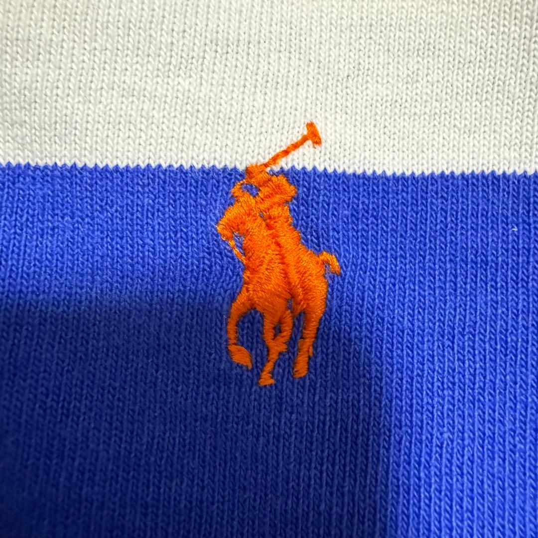 ポロラルフローレン ボーダーラガーシャツ　青　白