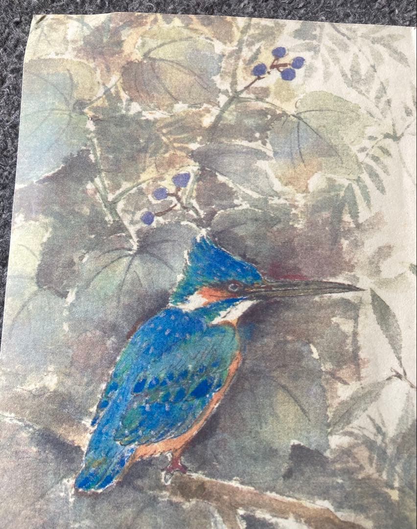 ジャンク品 二代目 清次郎 カワセミ 絵 落款あり