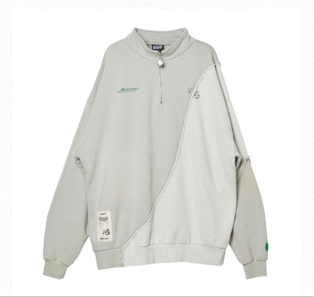 【L】ずっと真夜中でいいのに。愛のペガサスHalf Zip Sweat グレー