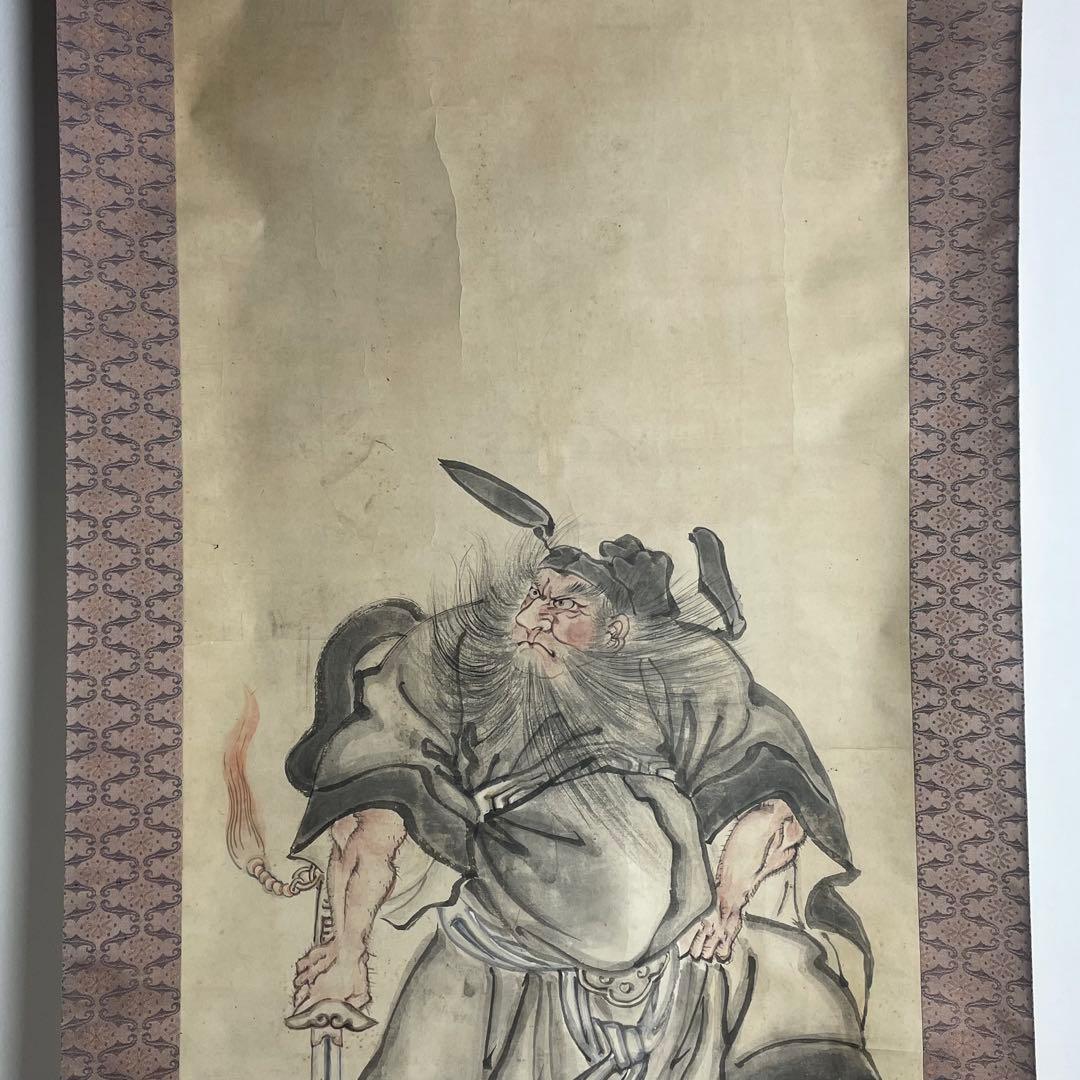 不明 骨董 鍾馗 鬼 図 紙本 掛軸