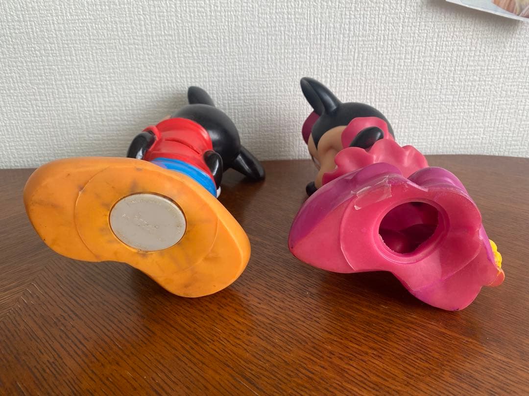 ディズニー ミッキー、ミニー ソフビ貯金箱 レトロ 70年～80年ヴィンテージ