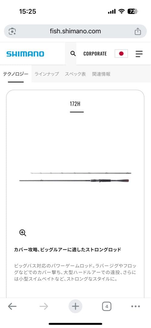 ロッド SHIMANO 20 ZODIAS 172H