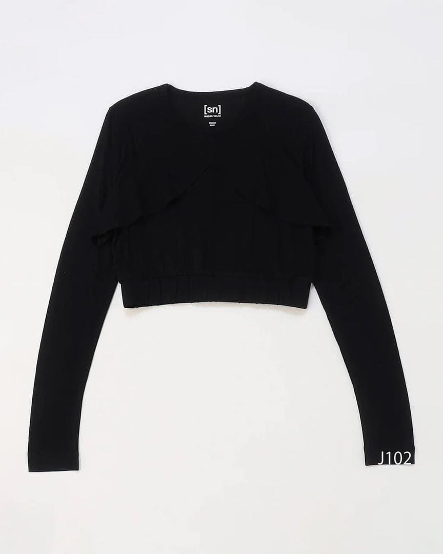 新品［sn］super.natural クロップレイヤートップ ブラック ヨガ