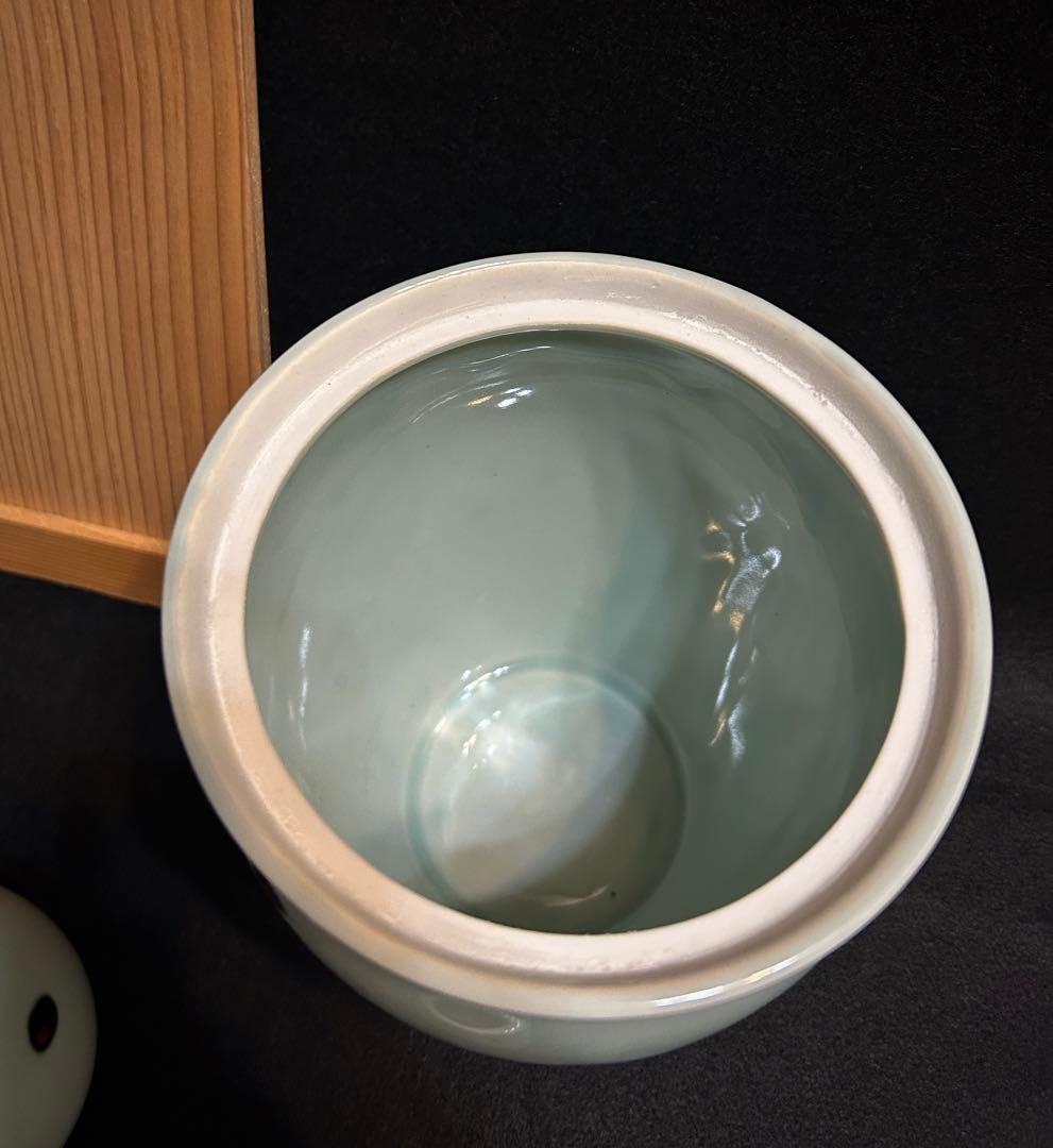 西尾瑞豊 とび青磁 皆具 茶道 茶道具 青磁 飛青磁 陶芸 共箱 木箱