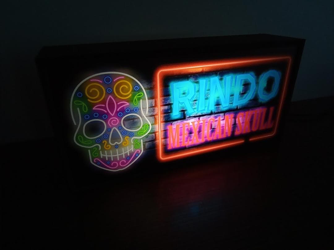 メキシコ メキシカンスカル サイン 看板 置物 雑貨 LED2wayライトBOX