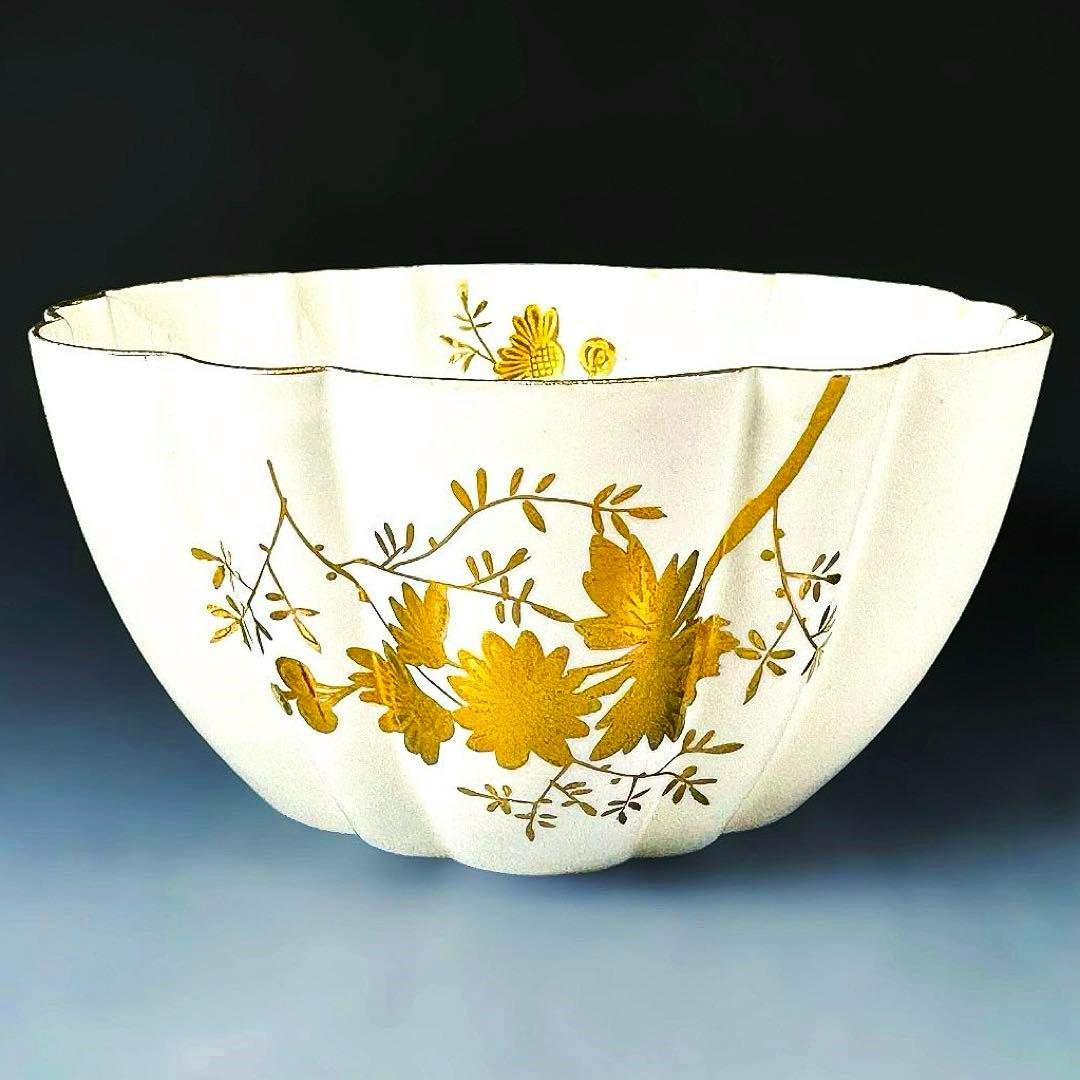 ■19世紀 英国 フォリー(ワイルマン シェリー)金彩 菊花装飾 シュガーボウル