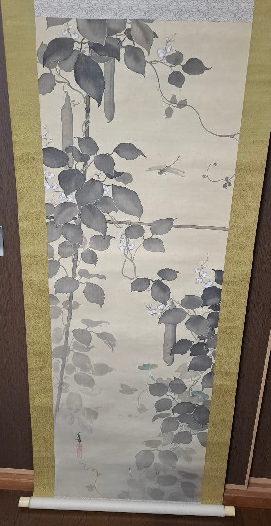 掛け軸、桐箱　箱書秀甫池上