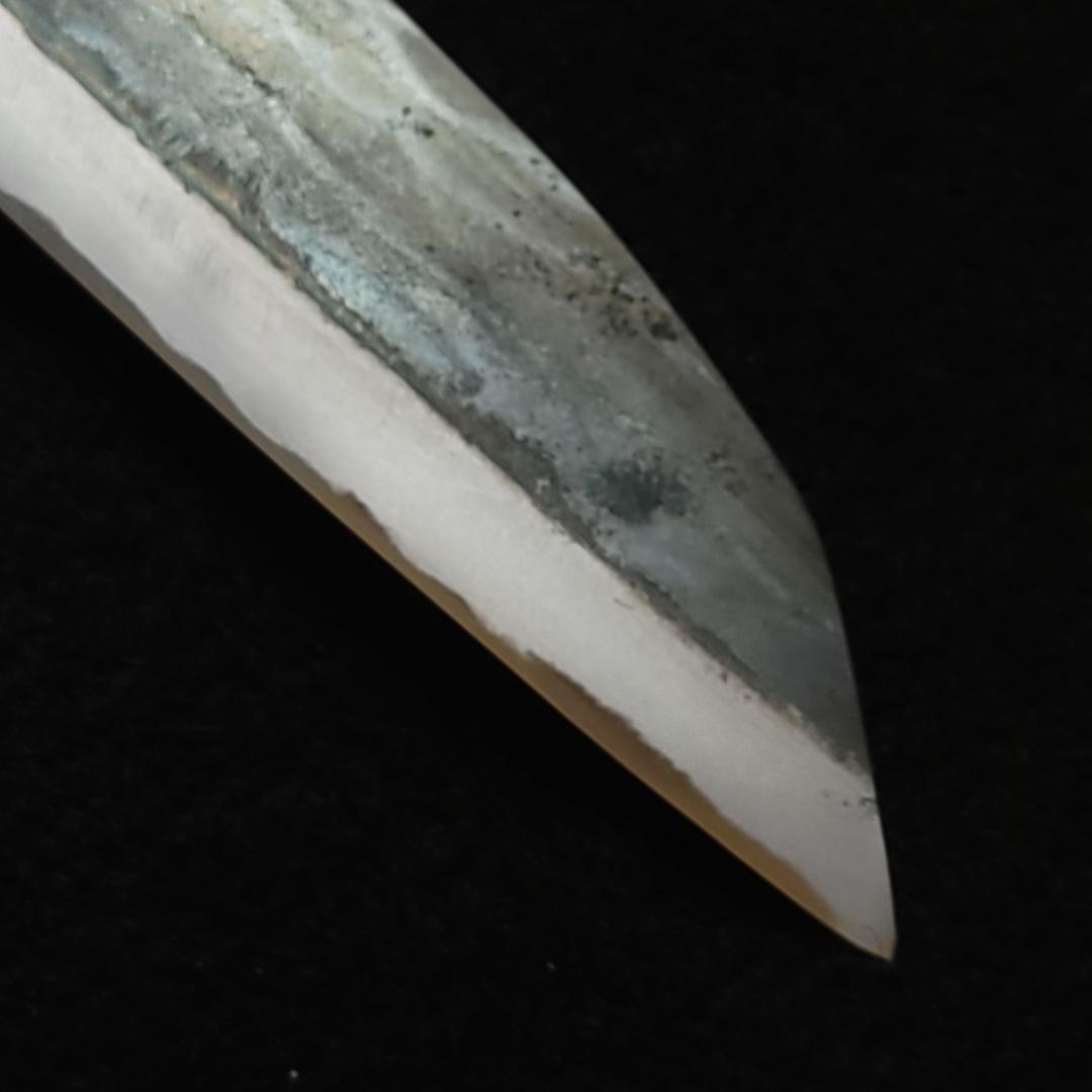 白紙1号 黒打 三徳包丁 165㎜ G9391 栗柄 月光作 １点物