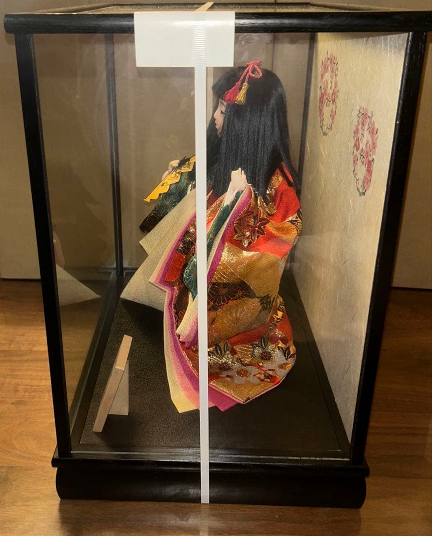 【美品】平安豊久作 ガラスケース入り 市松人形（いくみ）　舞扇 10号