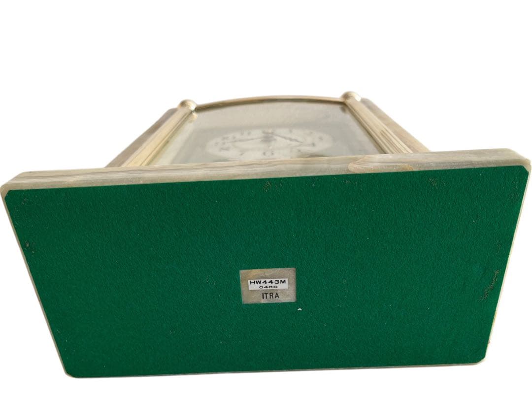 SEIKO EMBLEM 高級オニキス枠置時計　HW443M 大理石　 動作品