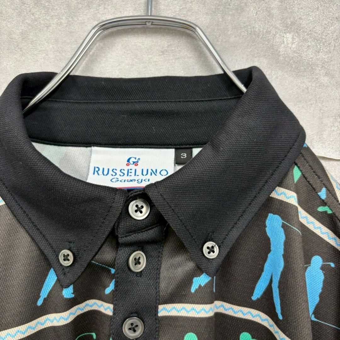 サイズ3 RUSSELUNO ラッセルノ スウィング総柄 ポロシャツ N1170