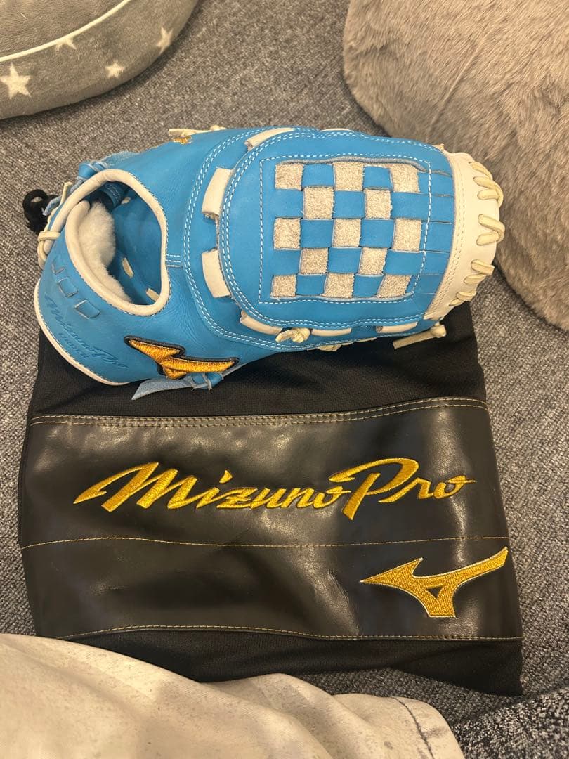 MizunoPro 硬式グローブ 青色 専用袋付き