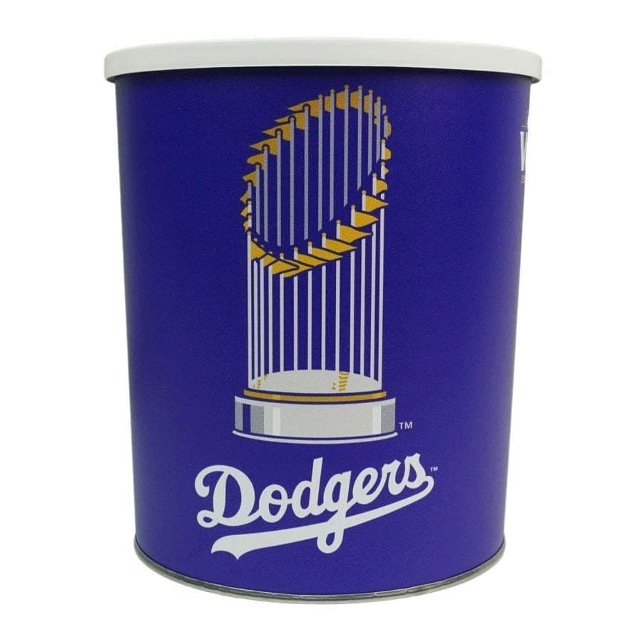 新品MLB公式dodgersドジャースワールドシリーズ蓋付アルミ缶1ガロンゴミ箱