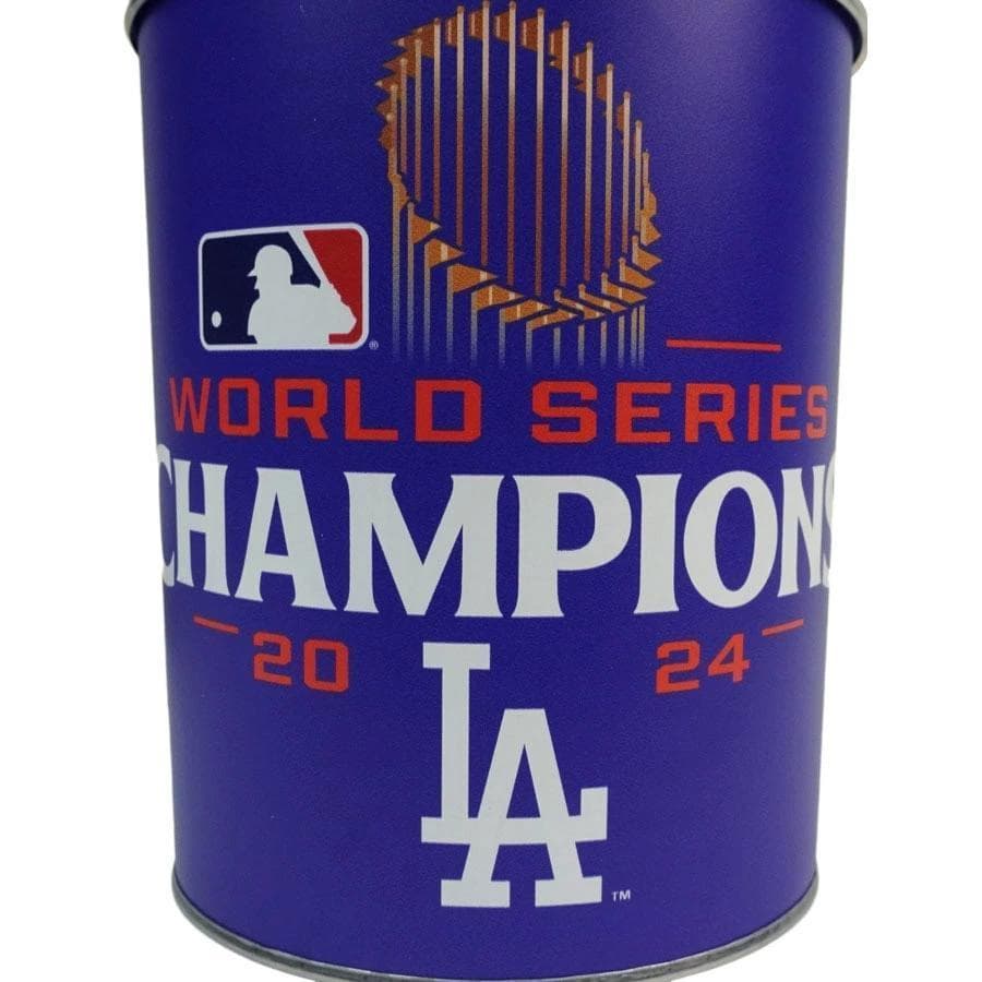 新品MLB公式dodgersドジャースワールドシリーズ蓋付アルミ缶1ガロンゴミ箱