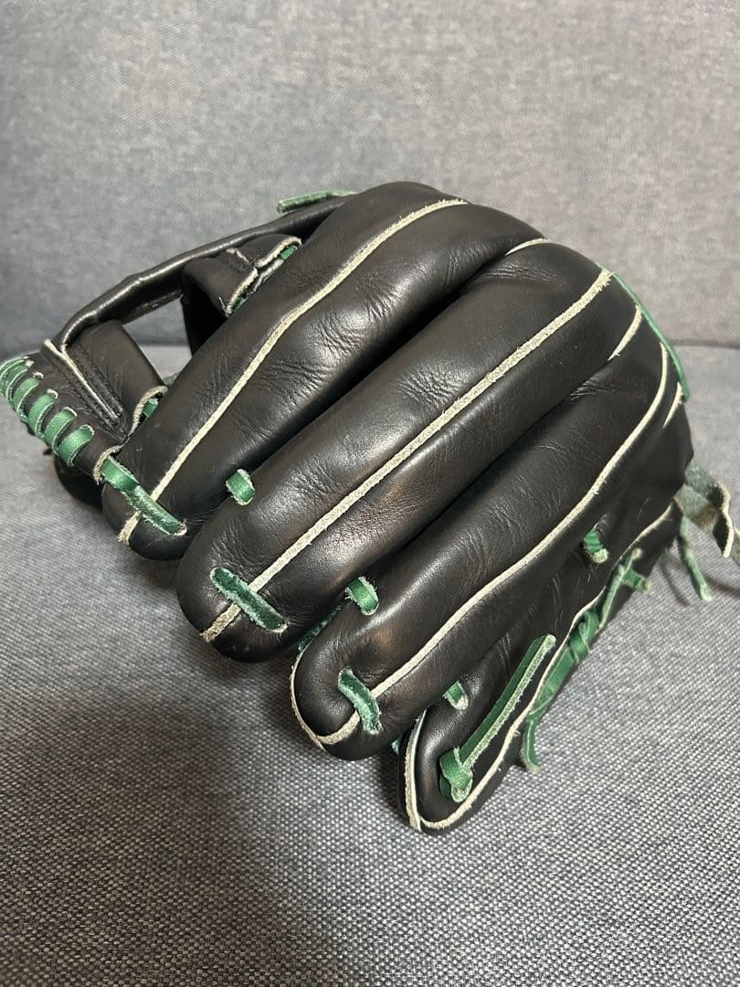 NIKE 硬式グローブ 黒/緑 Diamond Elite j 輝 中古 激シブ