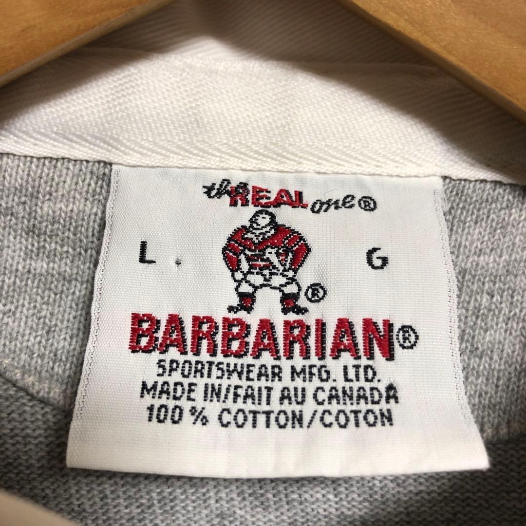 希少　カナダ製　BARBARIAN グレー ラガーシャツ XL相当サイズ