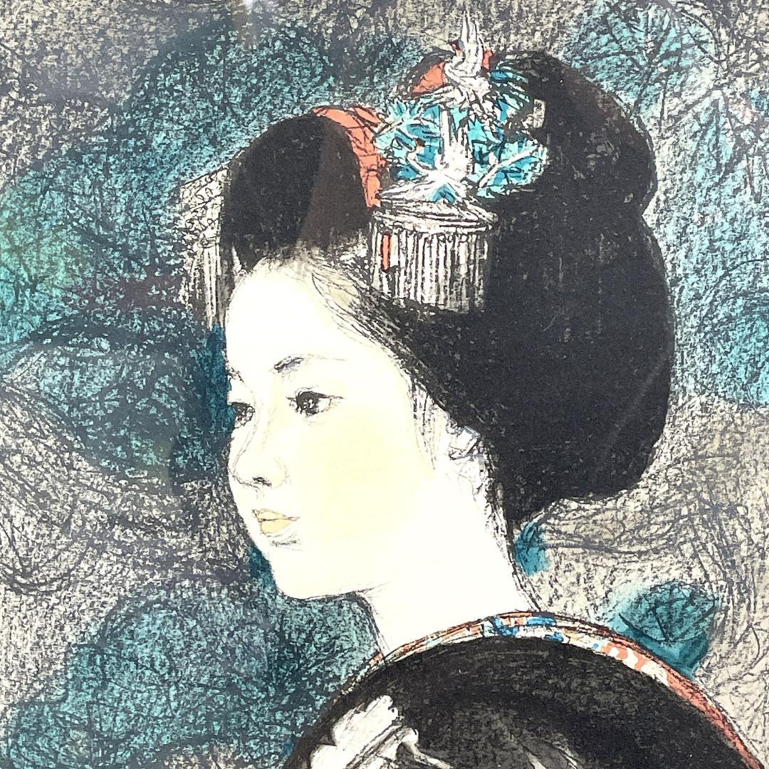 真作保証 小松崎邦雄『鶴の舞妓』リトグラフ ED69/125 額装 R8SD40